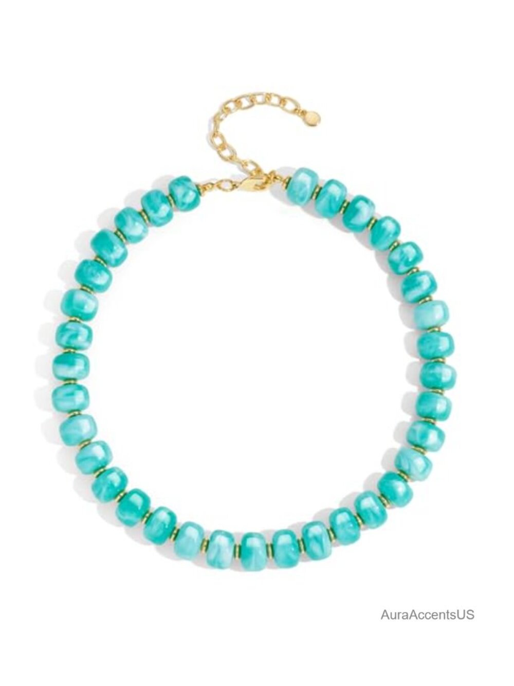 Chunky Beaded Statement Necklace Acrylic Gold-Tone Chain